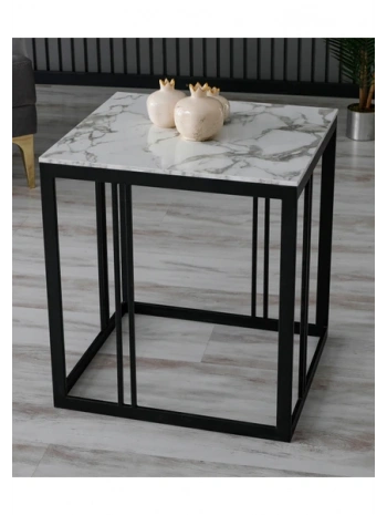 Mercan Orta Sehpa- Mermer Desenli