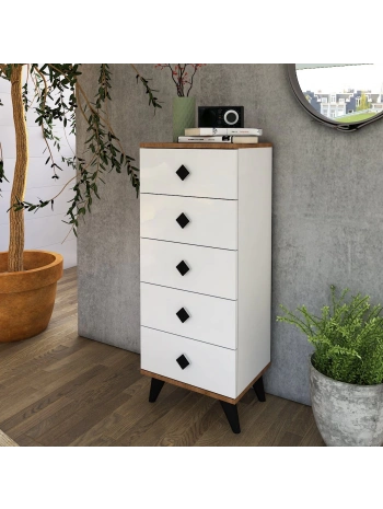 Meyra 5 Çekmeceli Beyaz Şifonyer-Beyaz