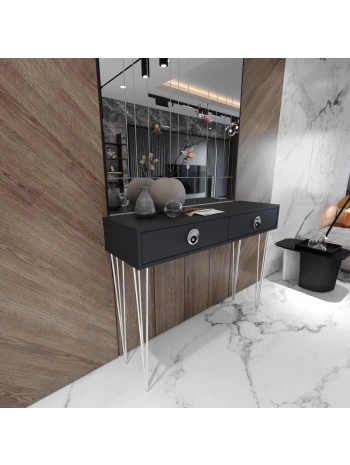 Naz 2 Çekmeceli Dekoratif Lüx Dresuar-antrasit krom