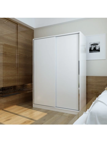 Nisa 2 Kapaklı Sürgülü Lüx Gardırop-Beyaz