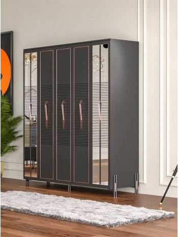 Platin 5 Kapaklı Country Gardırop-antrasit