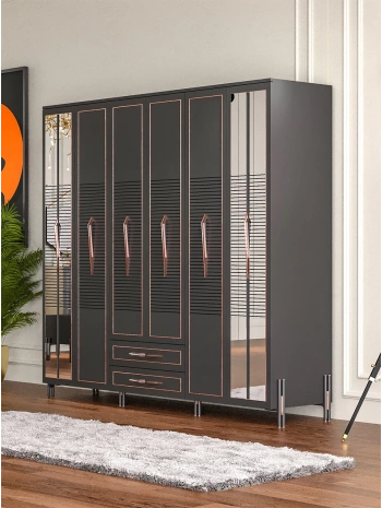 Platin 6 Kapaklı Country Gardırop-Antrasit