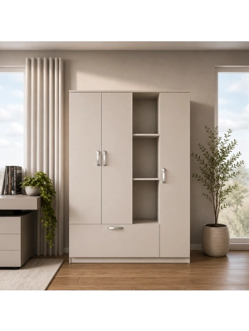 Tocco -Alya 4 Kapaklı Gardırop-Beyaz
