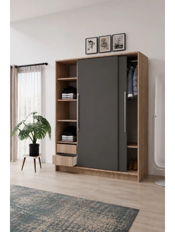 Tocco -Safir sürgülü Gardırop -Sonomo Antrasit