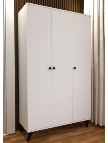﻿ İzel 3 Kapaklı Askılıklı Raflı Lüx Gardırop -Beyaz