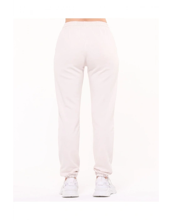 Kadın Bej 3 İplik Cepli Paçası Lastikli Eşofman Altı