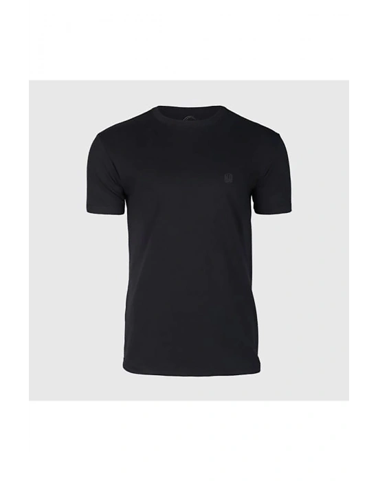 Erkek Siyah Baskılı Regular Fit Kalıp Likralı Kumaş T-shirt