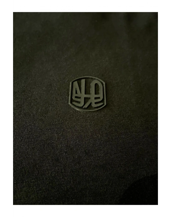 Erkek Siyah Baskılı Regular Fit Kalıp Likralı Kumaş T-shirt