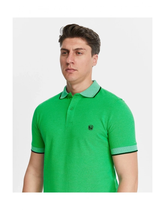 Erkek Yeşil %100 Pamuk Serin Tutan Fit Polo Yaka T-shirt