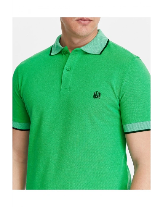 Erkek Yeşil %100 Pamuk Serin Tutan Fit Polo Yaka T-shirt