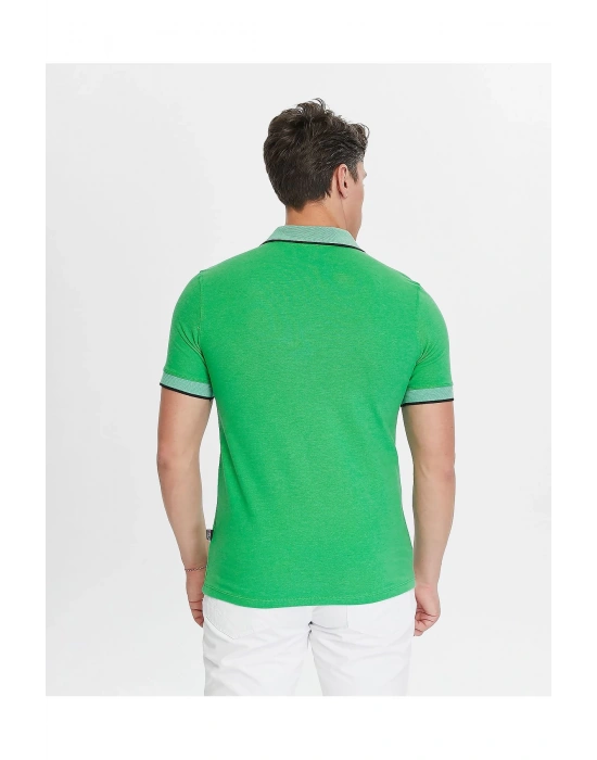 Erkek Yeşil %100 Pamuk Serin Tutan Fit Polo Yaka T-shirt