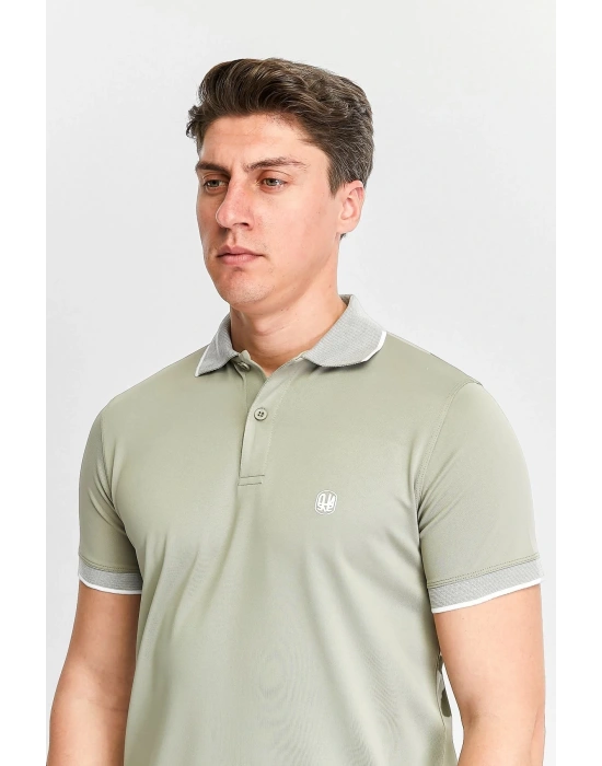 Erkek Haki %100 Pamuk Serin Tutan Fit Polo Yaka T-shirt