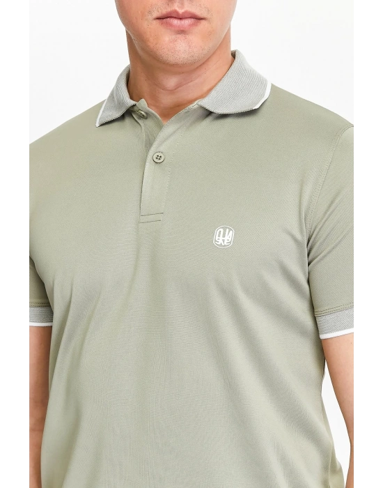 Erkek Haki %100 Pamuk Serin Tutan Fit Polo Yaka T-shirt