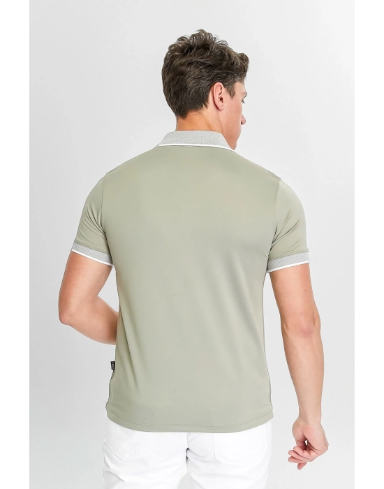 Erkek Haki %100 Pamuk Serin Tutan Fit Polo Yaka T-shirt