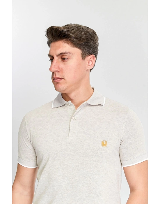 Erkek Bej %100 Pamuk Serin Tutan Fit Polo Yaka T-shirt