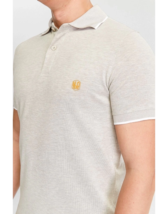 Erkek Bej %100 Pamuk Serin Tutan Fit Polo Yaka T-shirt