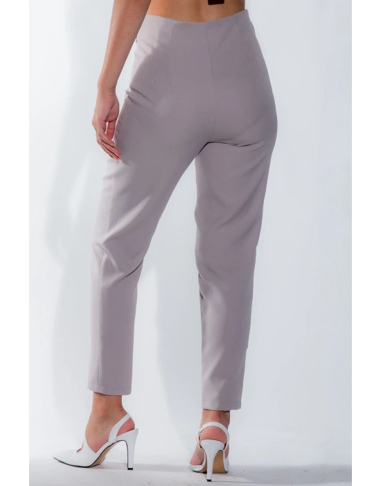 Kadın Gri Dar Paça Toka Detay Kadın Kumaş Pantolon