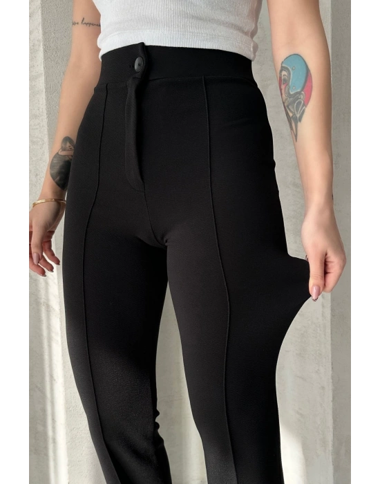 Kadın Siyah Yüksek Bel Toparlayıcı Ispanyol Paça Pantolon