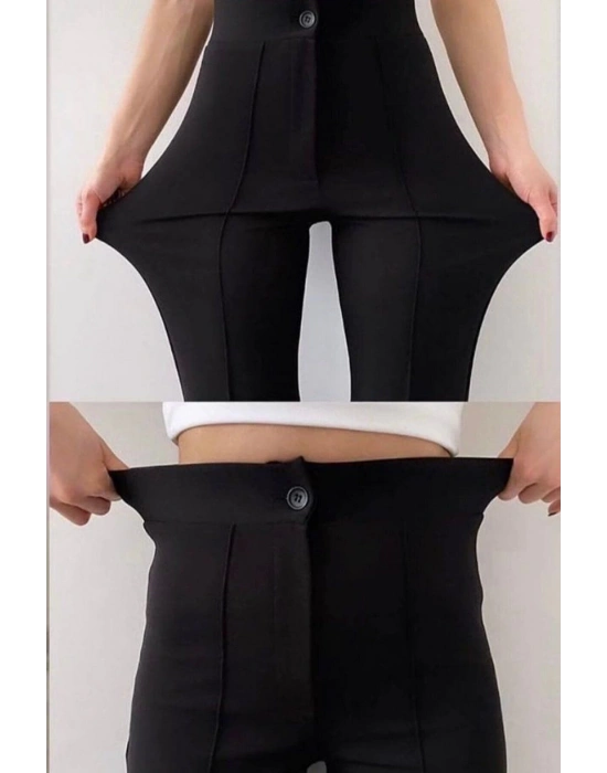 Kadın Siyah Yüksek Bel Toparlayıcı Ispanyol Paça Pantolon