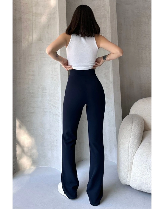 Kadın Lacivert Yüksek Bel Toparlayıcı Ispanyol Paça Pantolon