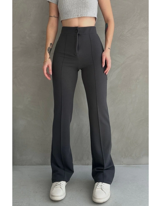 Kadın Gri Yüksek Bel Toparlayıcı Ispanyol Paça Pantolon