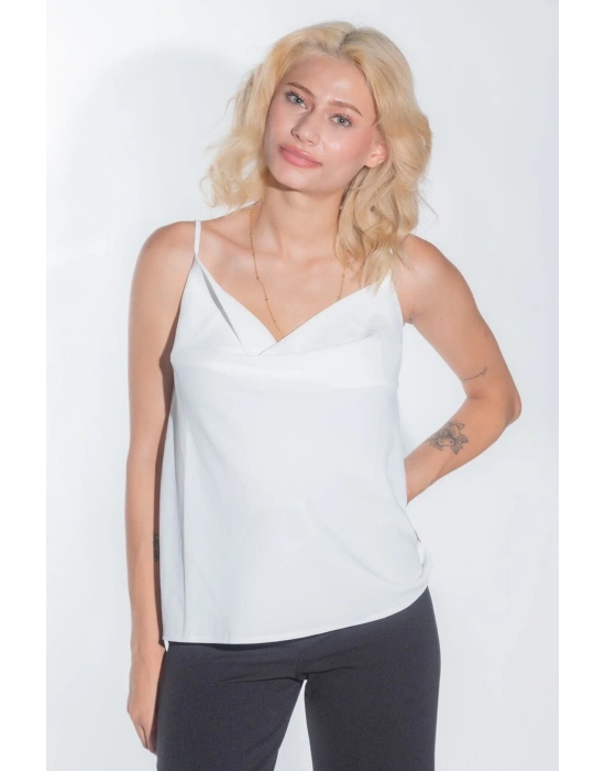 Degaje Yaka Askısı Ayarlanabilir Kadın Yazlık Bluz