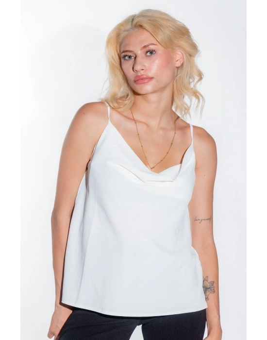 Degaje Yaka Askısı Ayarlanabilir Kadın Yazlık Bluz