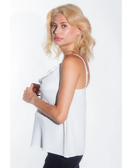 Degaje Yaka Askısı Ayarlanabilir Kadın Yazlık Bluz