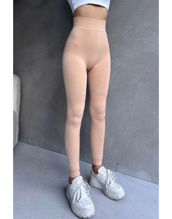 Bej Kürklü Peluşlu Kışlık Termal Sıcacık Tutan Kadın Peluş İçlik