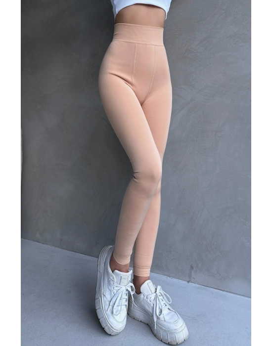 Bej Kürklü Peluşlu Kışlık Termal Sıcacık Tutan Kadın Peluş İçlik