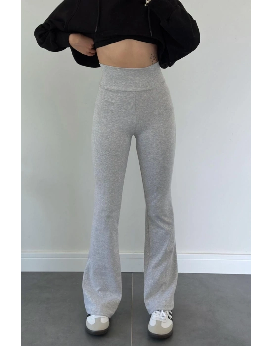 Kadın Gri Yüksek Bel İspanyol Paça Tayt