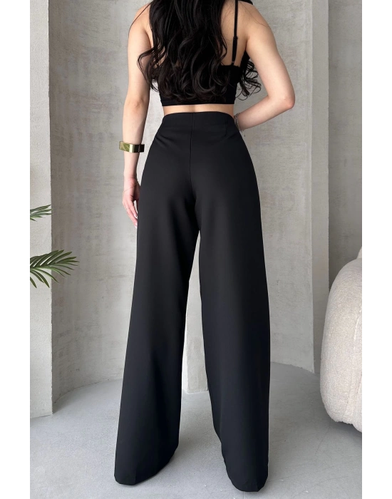Kadın Siyah Yüksek Bel Geniş Kesim Pantolon