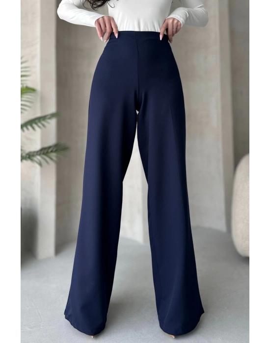Kadın Lacivert Yüksek Bel Geniş Kesim Pantolon