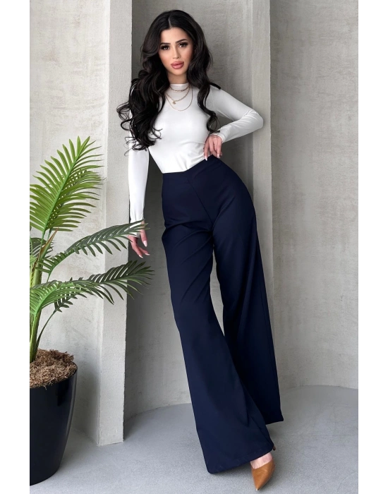 Kadın Lacivert Yüksek Bel Geniş Kesim Pantolon