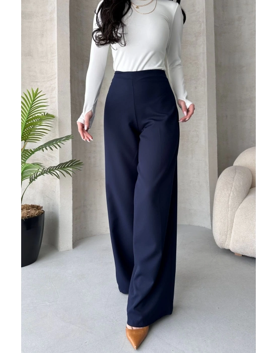 Kadın Lacivert Yüksek Bel Geniş Kesim Pantolon