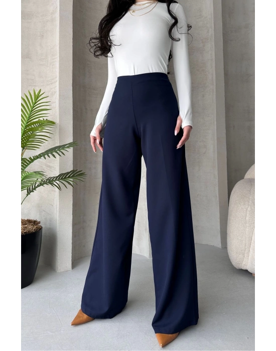 Kadın Lacivert Yüksek Bel Geniş Kesim Pantolon