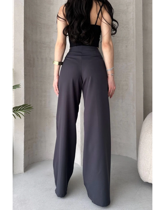 Kadın Antrasit Yüksek Bel Geniş Kesim Pantolon