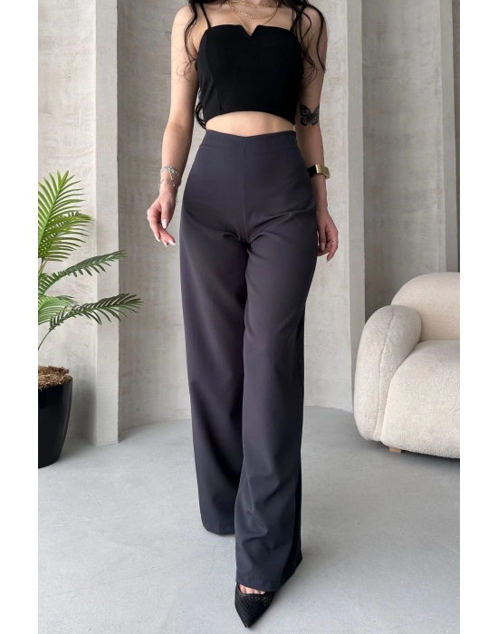 Kadın Antrasit Yüksek Bel Geniş Kesim Pantolon