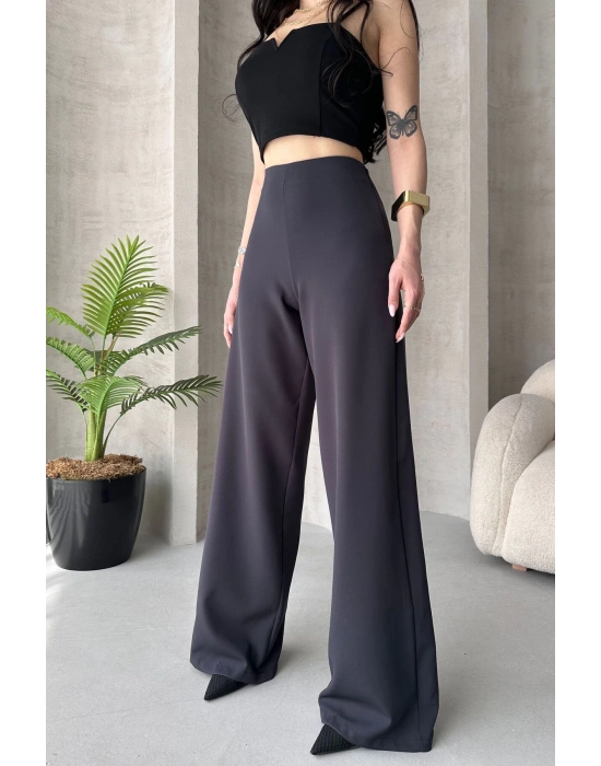 Kadın Antrasit Yüksek Bel Geniş Kesim Pantolon