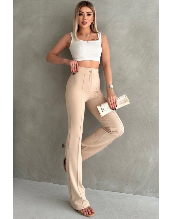 Kadın Büyük Beden Krep Kumaş Likralı Ön Çimalı İspanyol Paça Pantolon