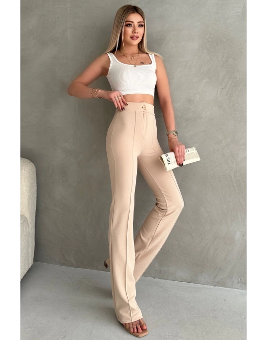 Kadın Büyük Beden Krep Kumaş Likralı Ön Çimalı İspanyol Paça Pantolon