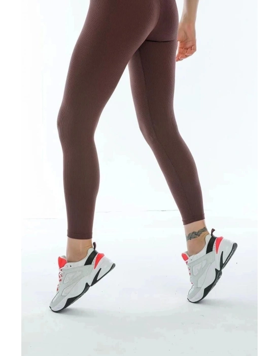 Kadın Kahverengi Yüksek Bel Toparlayıcı  Ve Sıkılaştırıcı Tayt Yüksek Kalite Spor Ve Günlük Kullanım