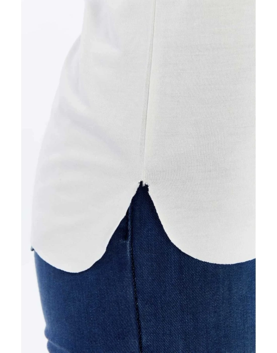 Kadın Beyaz V Yaka Cupra Modal Kumaş Kısa Kollu T-shırt