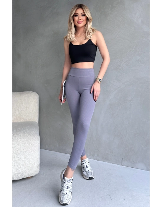 Kadın Gri Yüksek Bel Toparlayıcı Tayt Yüksek Kalite Spor Ve Günlük Kullanım