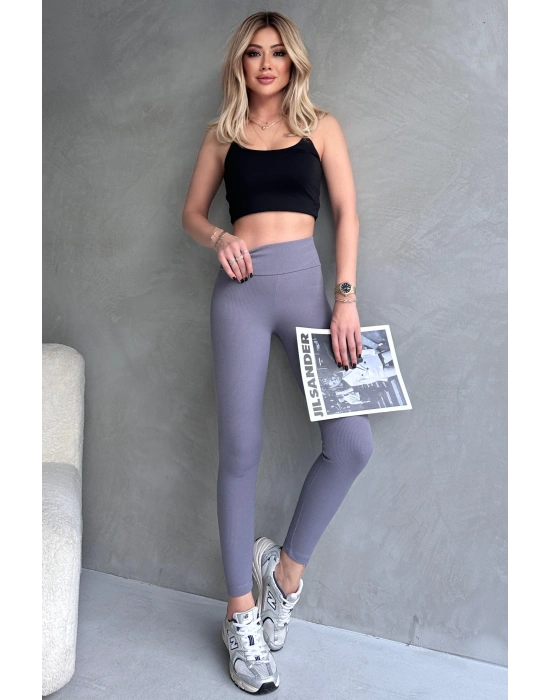 Kadın Gri Yüksek Bel Toparlayıcı Tayt Yüksek Kalite Spor Ve Günlük Kullanım