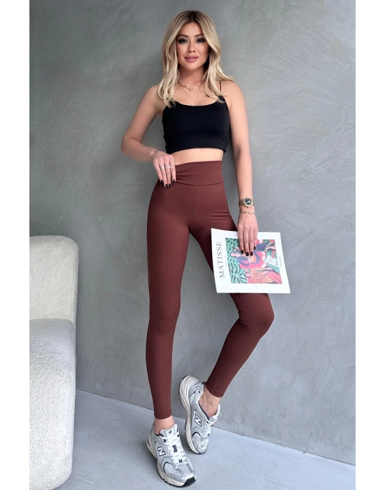 Kadın Kahverengi Yüksek Bel Toparlayıcı Ve Sıkılaştırıcı Tayt Yüksek Kalite Spor Ve Günlük Kullanım