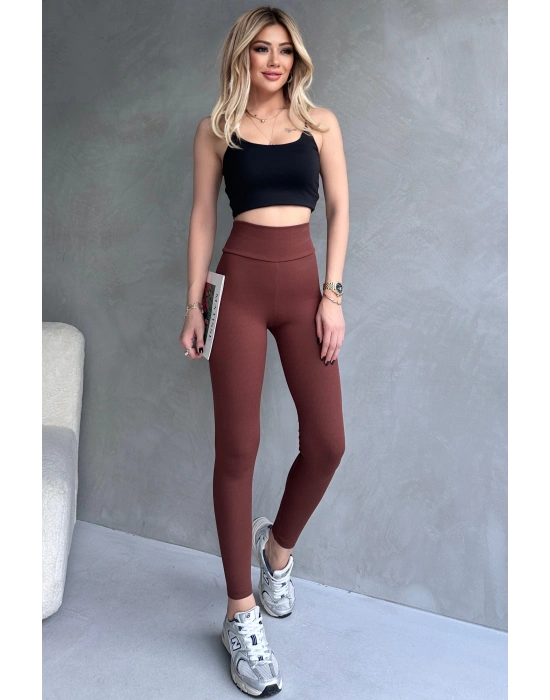 Kadın Kahverengi Yüksek Bel Toparlayıcı Ve Sıkılaştırıcı Tayt Yüksek Kalite Spor Ve Günlük Kullanım