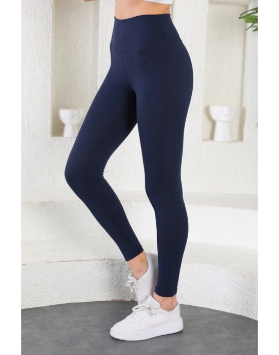 Kadın Lacivert Yüksek Bel Toparlayıcı Ve Sıkılaştırıcı Tayt Yüksek Kalite Spor Ve Günlük Kullanım