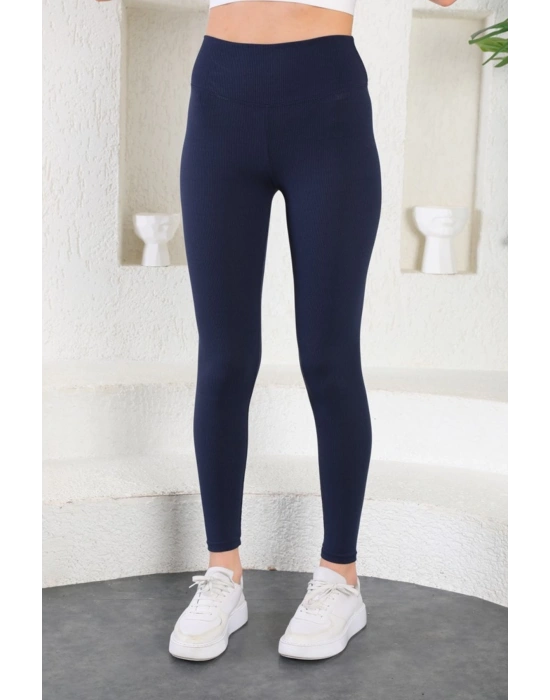 Kadın Lacivert Yüksek Bel Toparlayıcı Ve Sıkılaştırıcı Tayt Yüksek Kalite Spor Ve Günlük Kullanım