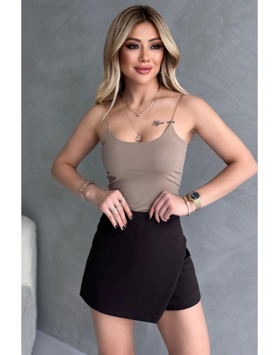 Bej İp Askılı Büstiyer Crop